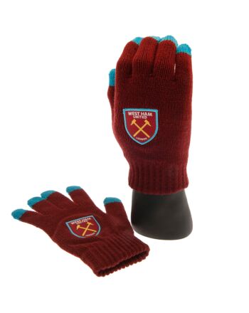 West Ham United FC Touchscreen Knitted Gloves Junior-TM-01535