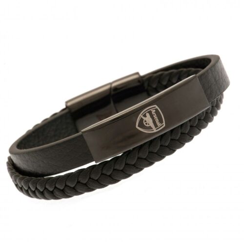 Arsenal FC Black IP Leather Bracelet-190981