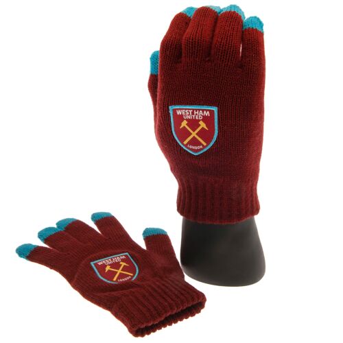 West Ham United FC Touchscreen Knitted Gloves Junior-TM-01535